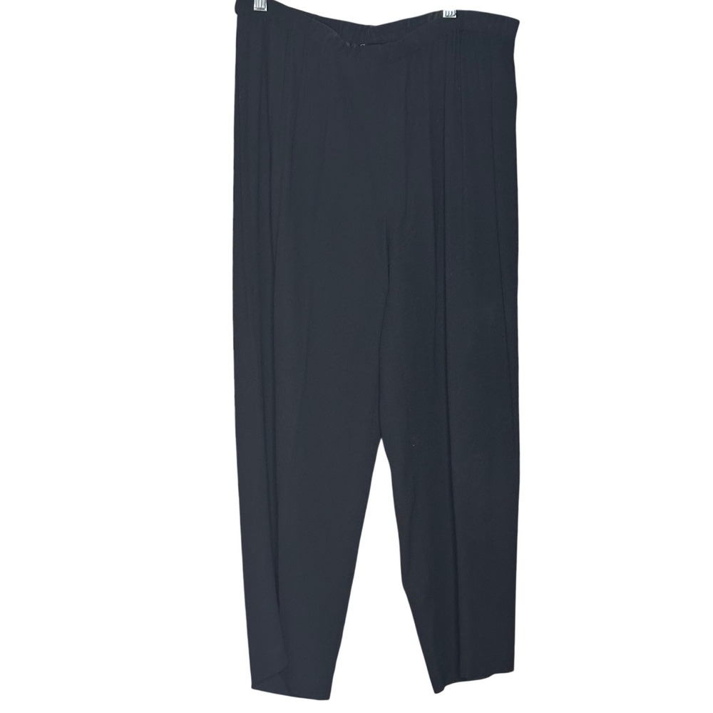 Eileen Fisher Georgette Crepe Black 100% Silk Relaxed Pants Small S/P Office